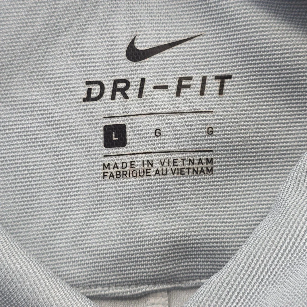 Nike Polo Shirt Mens Large‎ Grey Dri-FIT Short Sleeve Golf Athletic Sport Swoosh